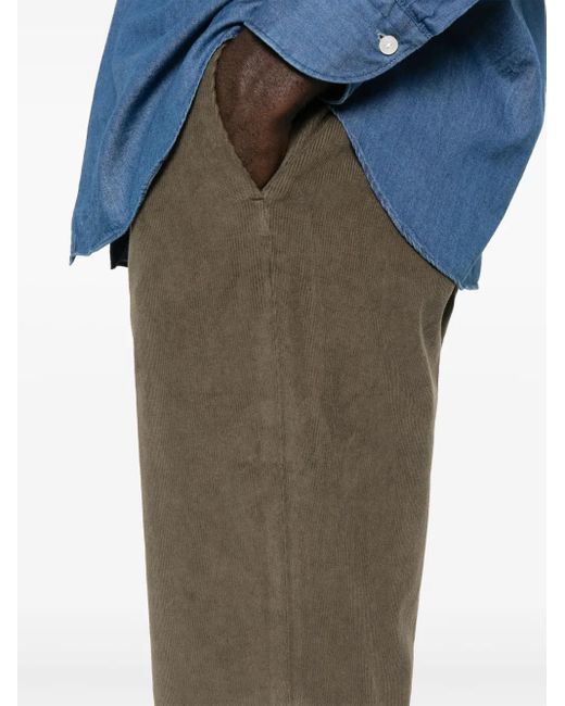 Incotex Gray Corduroy Straight-Leg Trousers for men