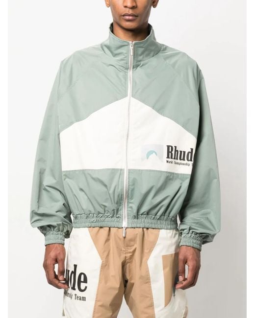 Rhude Green World Championship Logo-Print Bomber Jacket for men
