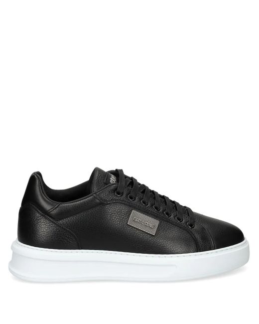 Roberto Cavalli Black Leather Plaque Sneakers for men