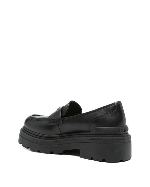 Pinko Black Logo-Plaque Platform Loafers