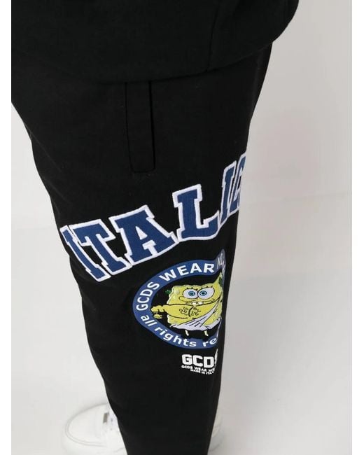 Gcds Black Graphic Print Sweatpants for men