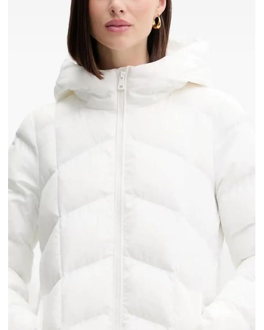 Geox White Hooded Quilted Coat