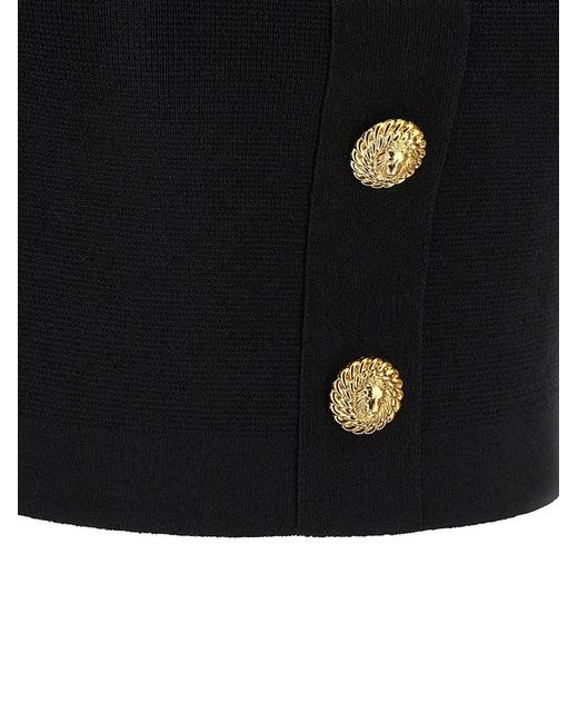 Top de lana con detalle de botón Balmain de color Black