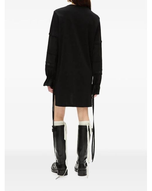 Ann Demeulemeester Black Robe Courte Lucina À Empiècements