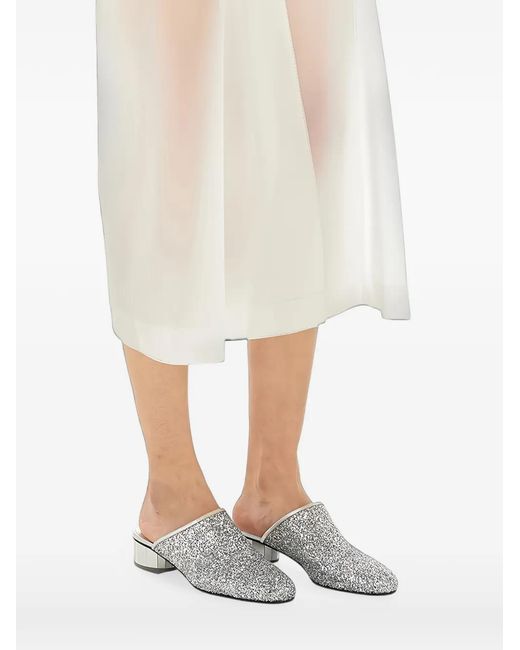 Ferragamo White Mules Mit Glitter-Effekt