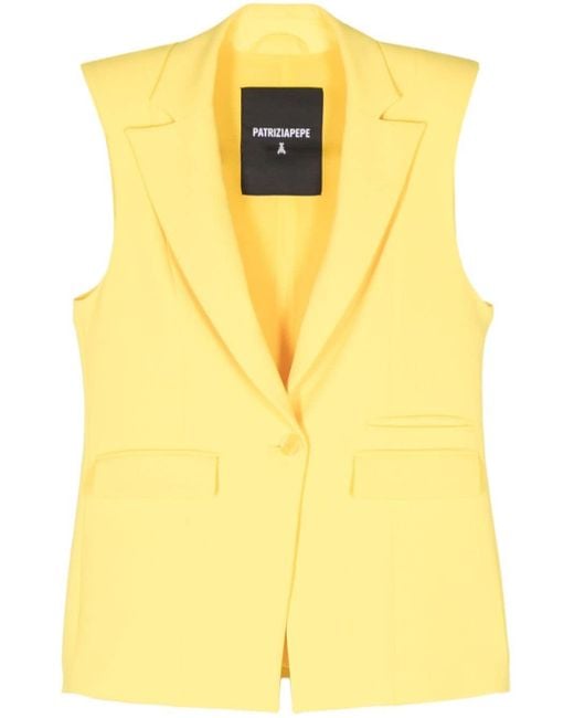 Patrizia Pepe Yellow Shoulder-pads Crepe Vest