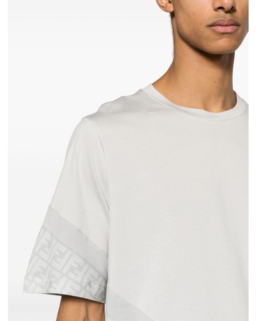 T-shirt à motif Diagonal Fendi pour homme en coloris White