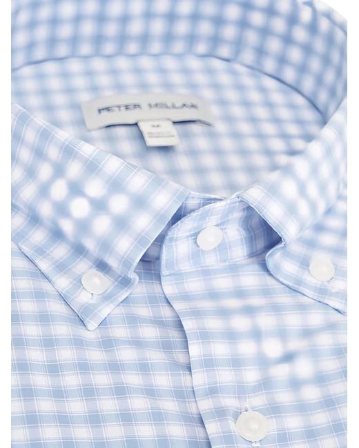 Peter Millar Blue Lewis Buttoned Checked Shirt for men
