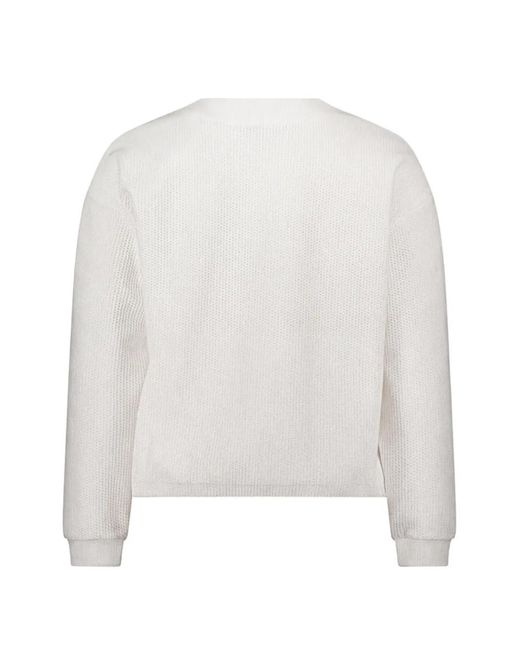 Betty Barclay White Zip-Up Textured-Knit Cardigan
