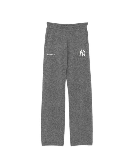 Sporty & Rich Gray Heritage Yankees Serif Trousers