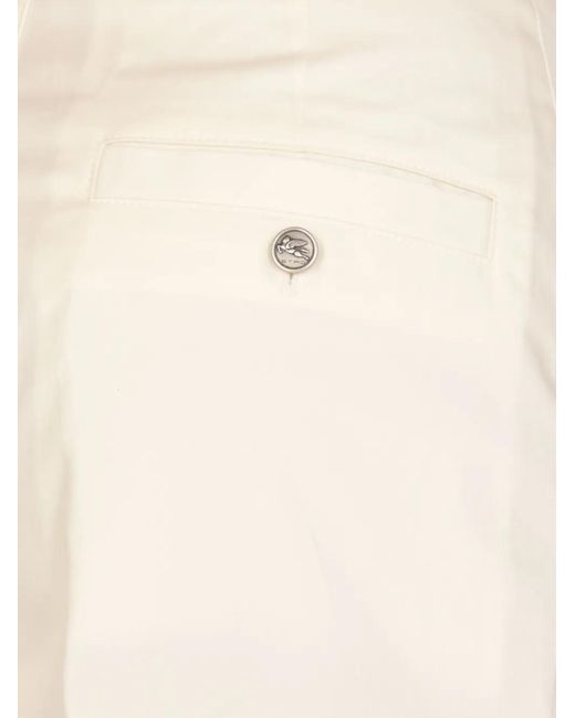 Etro White Button-Fastening High-Waist Shorts