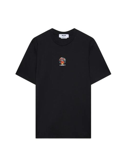 MSGM Black T-Shirt À Imprimé Graphique for men