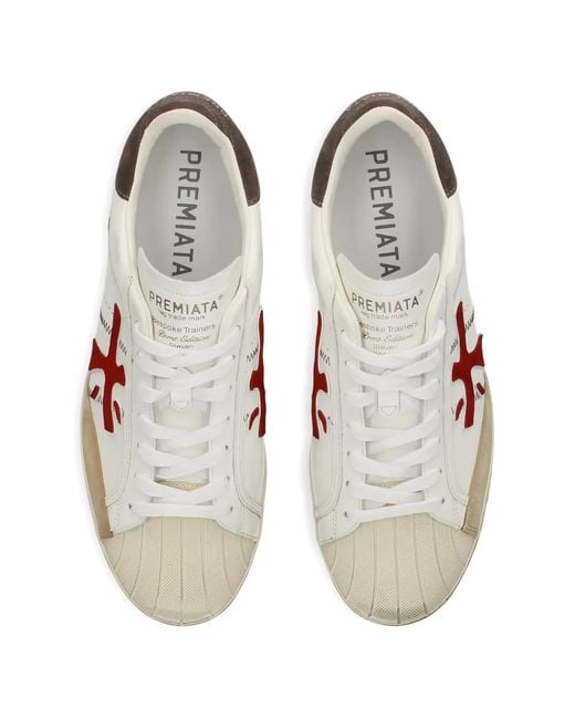 Premiata White Steven Leather Sneakers for men