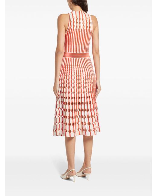 Jonathan Simkhai Red Nash Cut-out Stripe-pattern Midi Dress