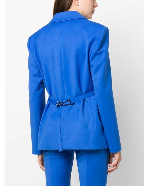 Patrizia Pepe Blue Two-Button Flannel Blazer