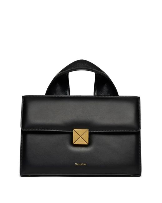 Nanushka Black Handtasche mit Logo-Print