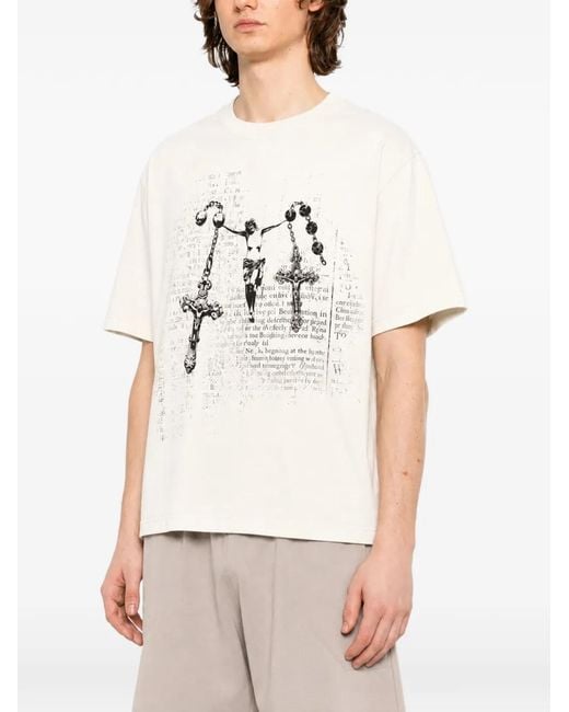 Melt White Graphic-Print Crew-Neck T-Shirt for men
