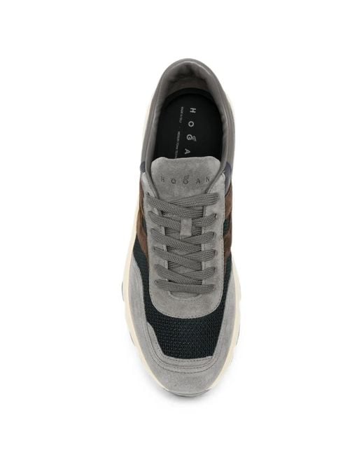 Hogan White Logo-Patch Panelled Sneakers for men
