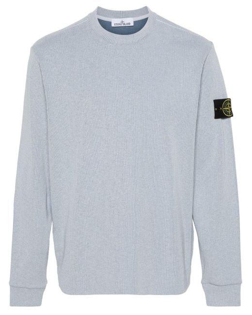 Stone Island Blue Compass-badge Ribbed Jumper for men