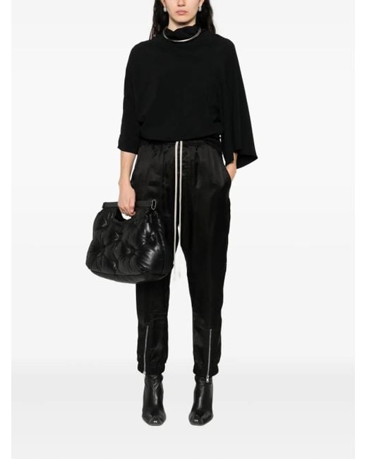 Rick Owens Black Drawstring Zip-Cuff Trousers
