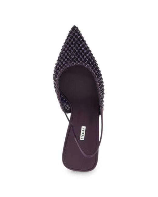 Le Silla Blue Gilda Crystal-Embellished Mesh Pumps