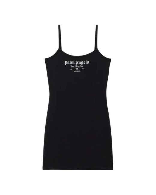 Palm Angels Black Milan La Logo-Detail Mini Dress