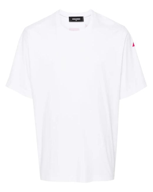 DSquared² White Logo-Print Cotton T-Shirt for men