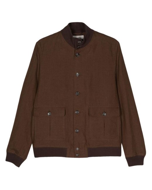 Valstar Brown Tonal-stitching Linen Bomber Jacket for men