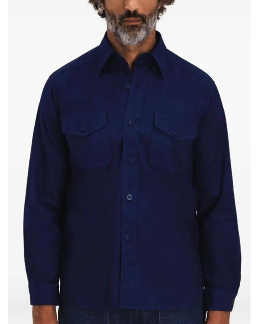 Fortela Blue Button-Fastening Cotton Shirt for men