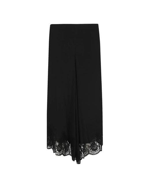 P.A.R.O.S.H. Black Lace-Trim Midi Skirt