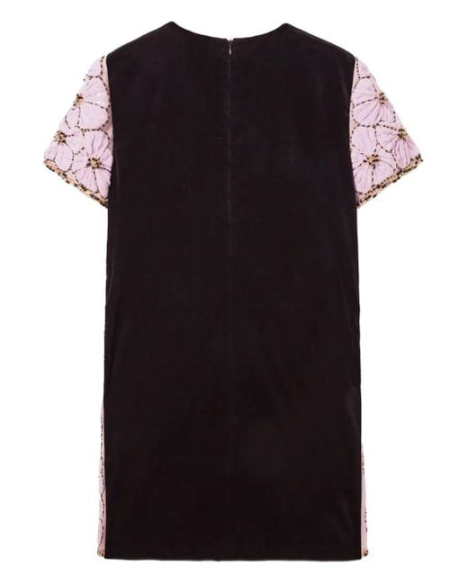 LaDoubleJ Pink Embroidered Floral Mini Day Dress
