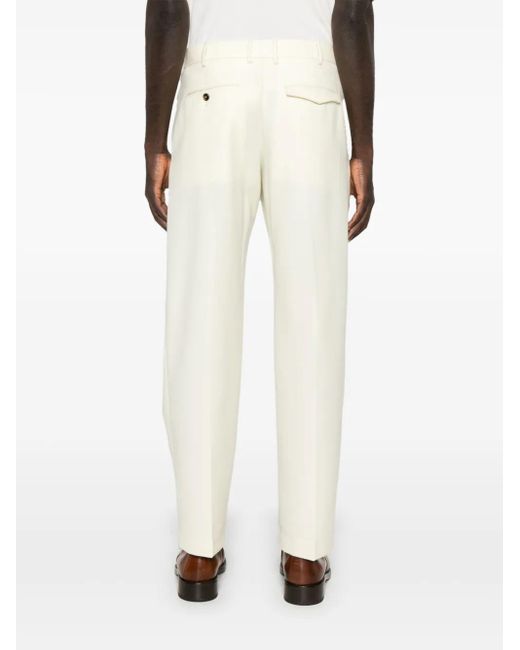 PT Torino White Virgin Wool Straight-Leg Trousers for men