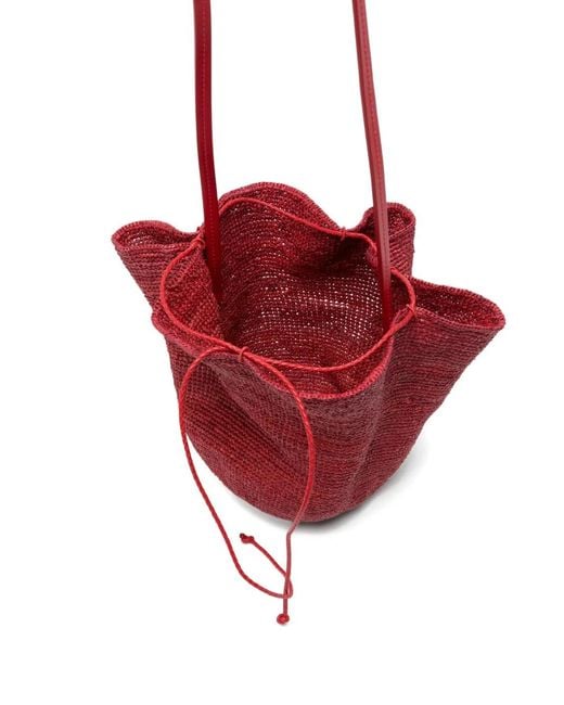 Ruslan Baginskiy Red Hatbag Raffia Bucket Bag