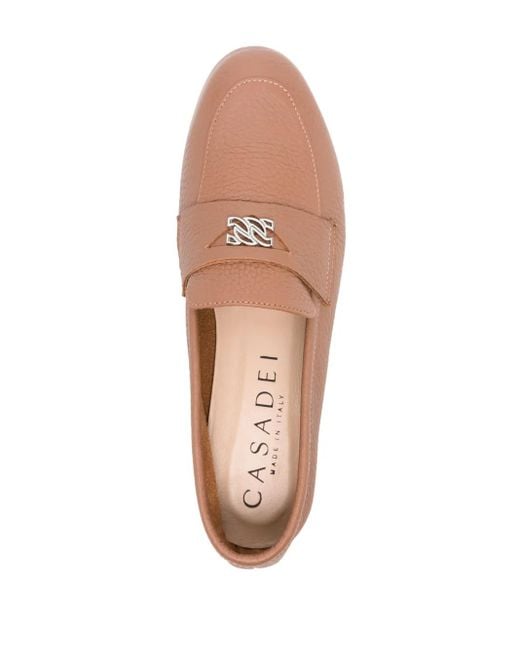 Casadei Brown Antilope Leather Loafers