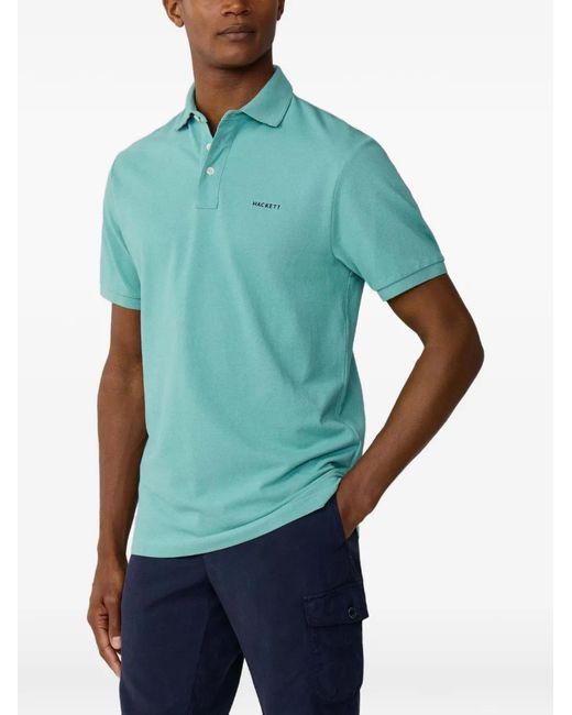 Hackett Green Embroidered Pique Polo Shirt for men