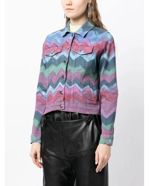 Madison Maison Pink Zigzag-Print Denim Jacket