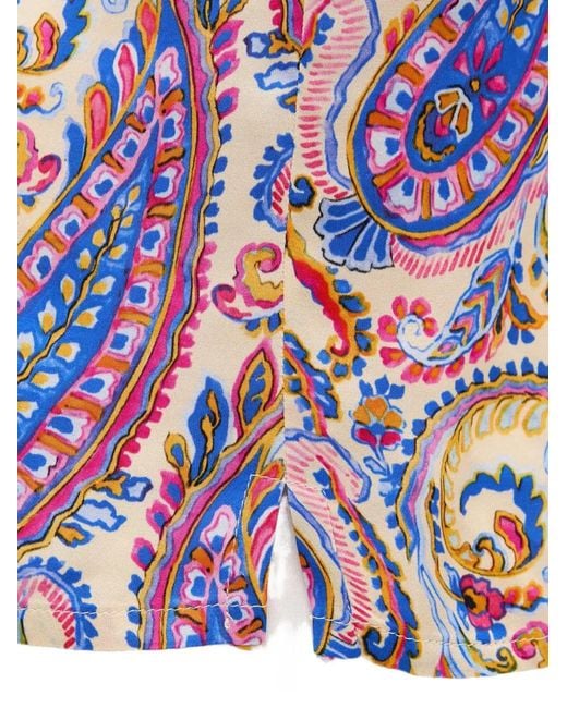 MARC AUREL Multicolor Paisley-Print Short-Sleeve Blouse