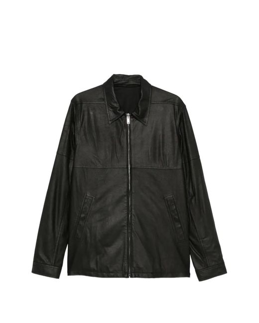 Rick Owens Black Leather Zip-Up Jacket for men