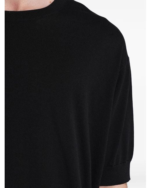 Grayed Black Ribbed-Trim Short-Sleeve T-Shirt for men
