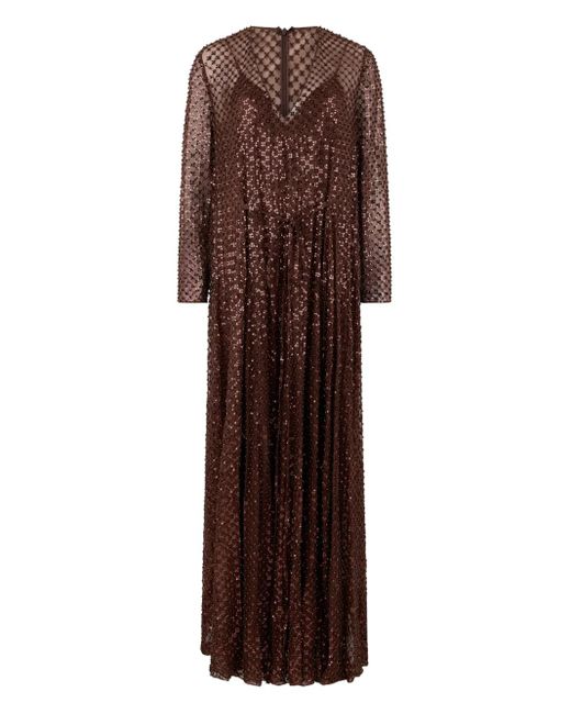 Valentino Garavani Women's Brown Sequin-Embellished Maxi Dress