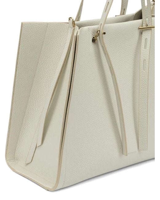 MINOBOSSI Natural Cut-Out Leather Tote Bag