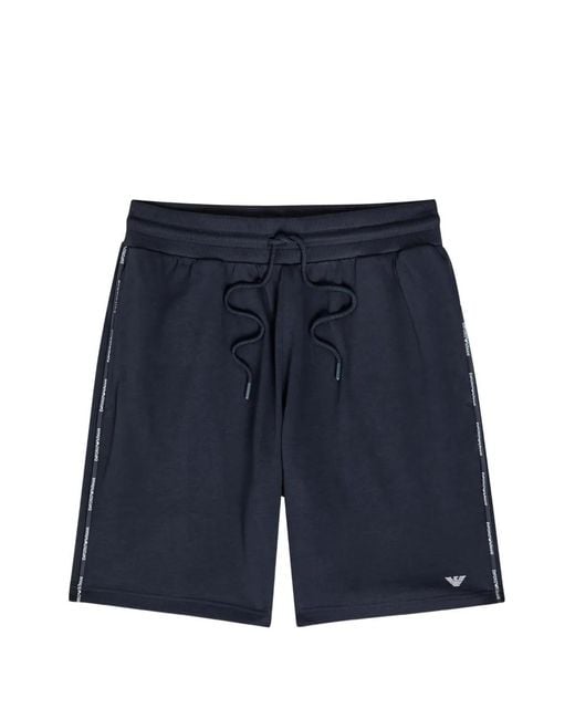 Emporio Armani Blue Logo-Detail Loungewear Shorts for men