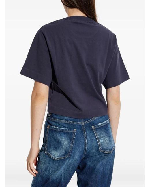 Off-White c/o Virgil Abloh Blue T-Shirt With Embroidered Logo