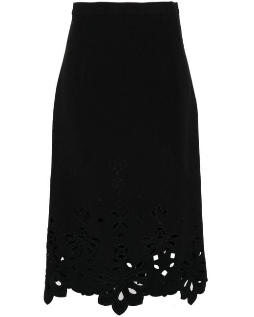 Falda midi con bordado inglés Ermanno Scervino de color Black