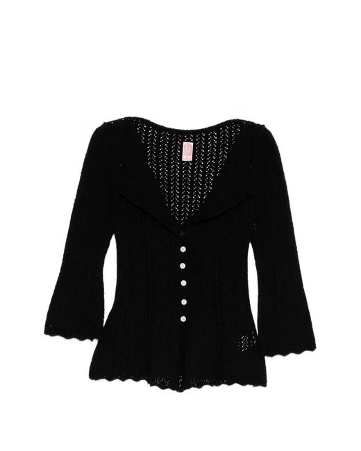 FETICO Black Bouclé Lace Cardigan