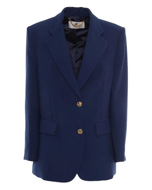Blazer Con Bottoni di Elisabetta Franchi in Blue