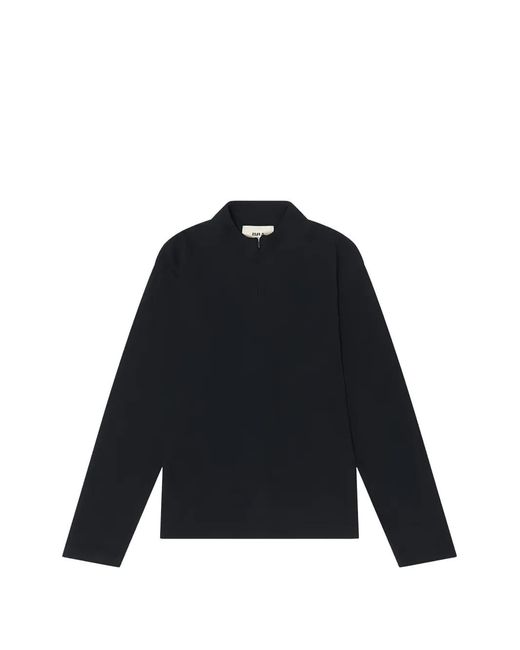 O.FILES Black Half-Zip T-Shirt for men