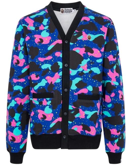 A Bathing Ape Blue X Kid Cudi Sweat V-Neck Cardigan for men