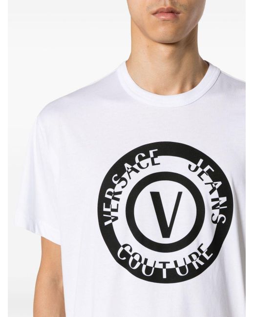 Versace White Logo-Print Cotton T-Shirt for men