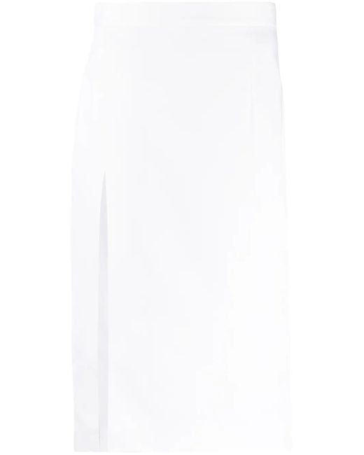 DSquared² White Slit-Detail High-Waisted Skirt